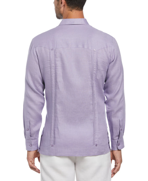 Big and Tall 100% Linen Long Sleeve 4 Pocket Guayabera (Heirloom Lilac) 