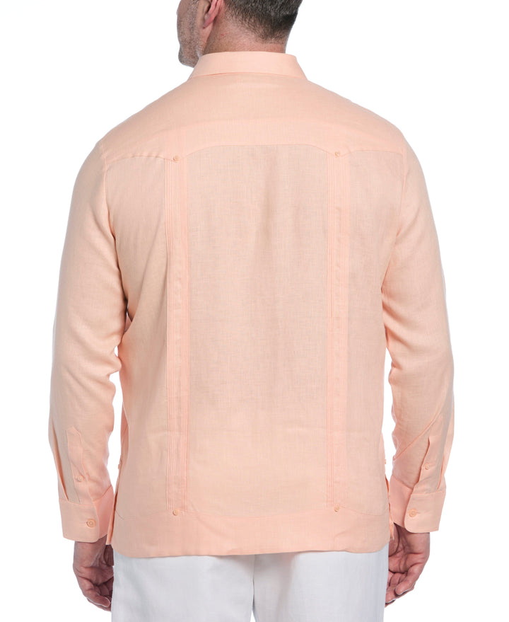Big & Tall Linen Guayabera Shirt (Peach Parfait) 