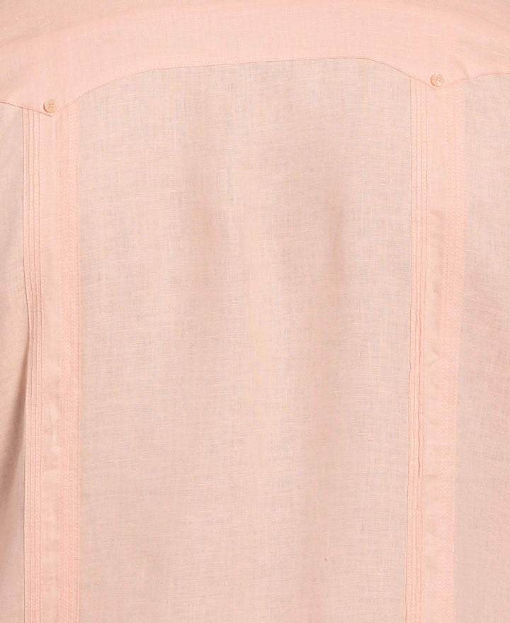 Big & Tall Linen Guayabera Shirt (Peach Parfait) 