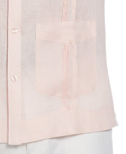 Big and Tall 100% Linen Long Sleeve 4 Pocket Guayabera (Pink Dogwood) 