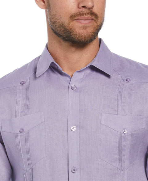 Big and Tall 100% Linen Long Sleeve 4 Pocket Guayabera (Heirloom Lilac) 