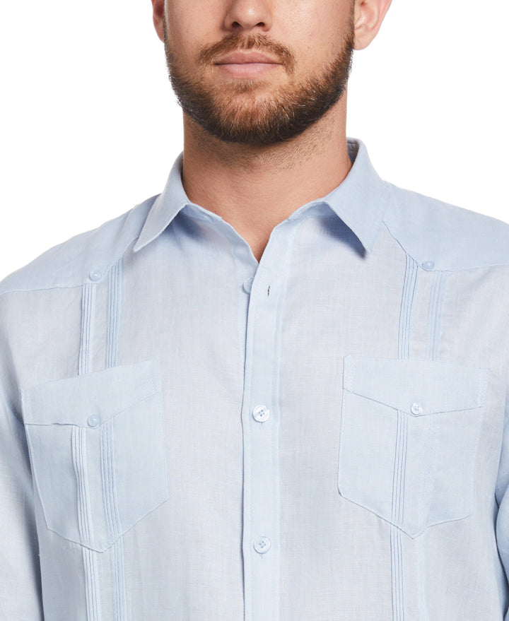 Big & Tall Linen Guayabera Shirt (Cashmere Blue) 