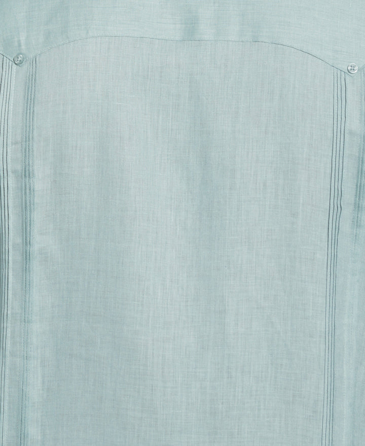 Big & Tall Linen Guayabera Shirt (Blue Surf) 