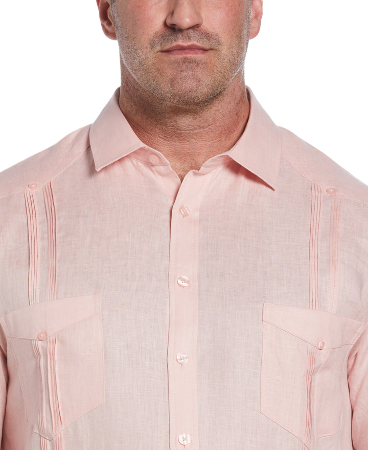 Big & Tall Linen Guayabera Shirt (Silver Pink) 