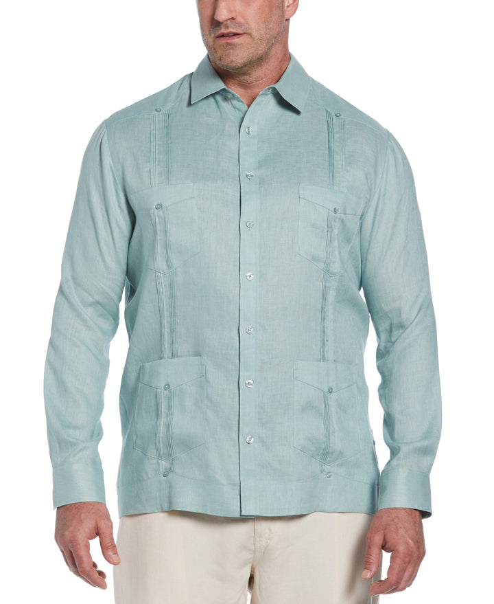 Big & Tall Linen Guayabera Shirt (Blue Surf) 