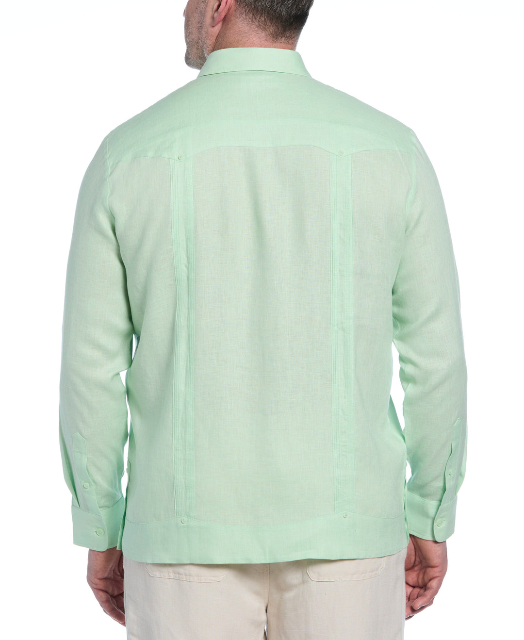 Big & Tall Linen Guayabera Shirt (Pastel Green) 