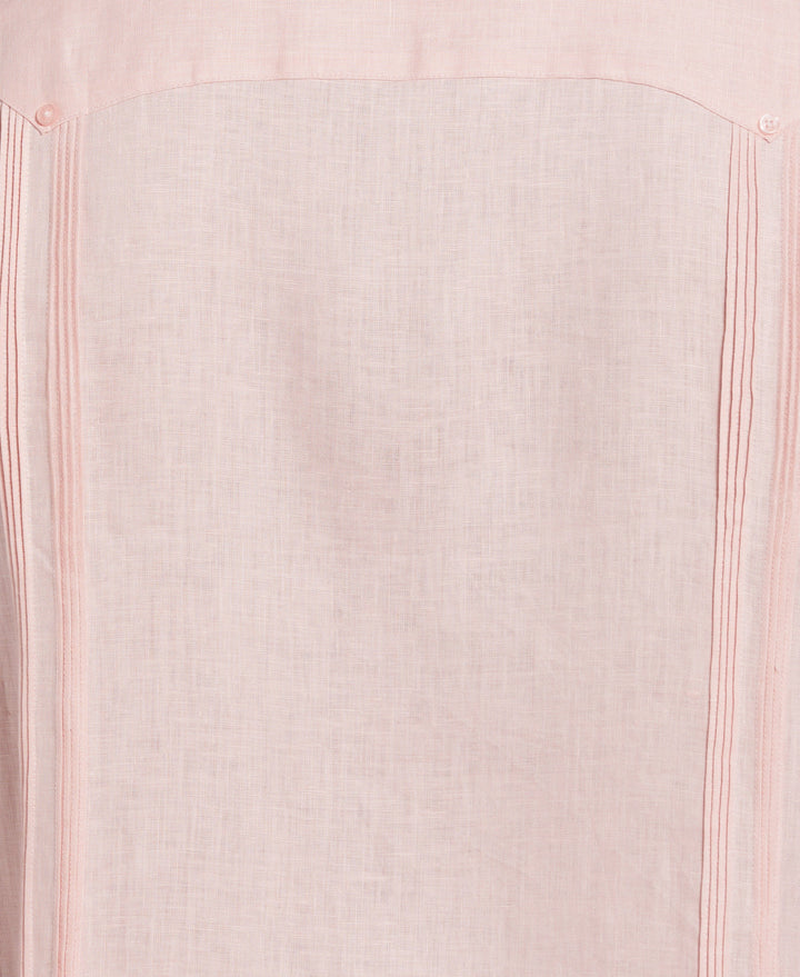 Big & Tall Linen Guayabera Shirt (Silver Pink) 