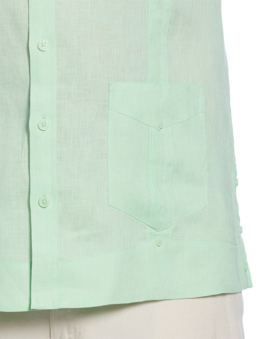 Big & Tall Linen Guayabera Shirt (Pastel Green) 