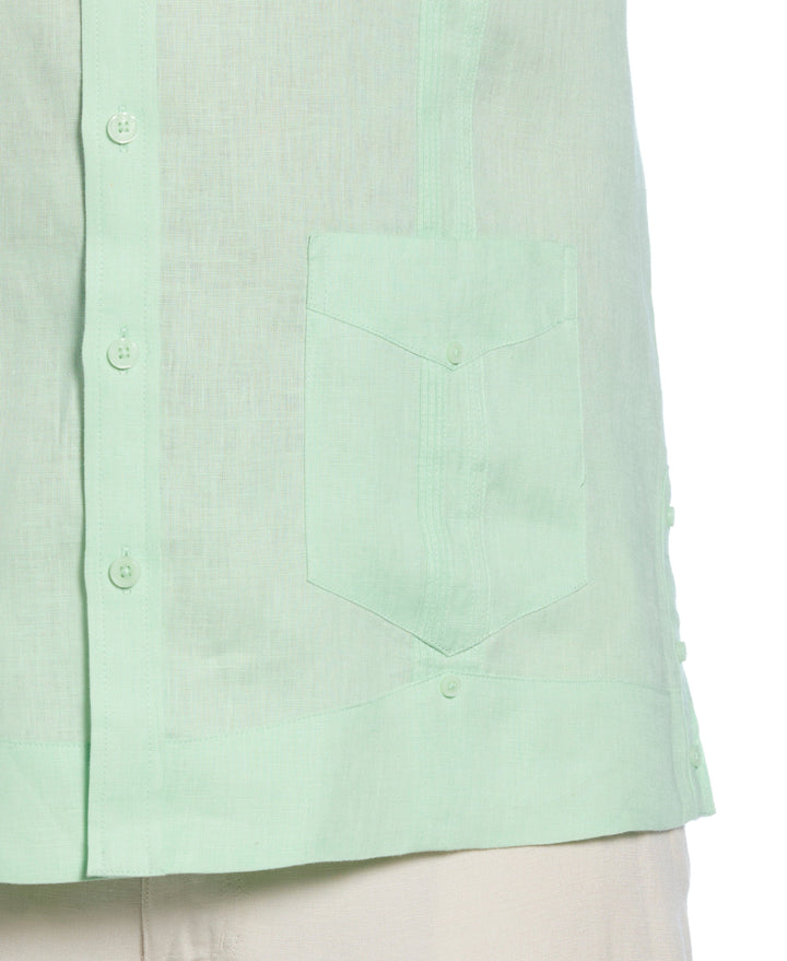 Big & Tall Linen Guayabera Shirt (Pastel Green) 