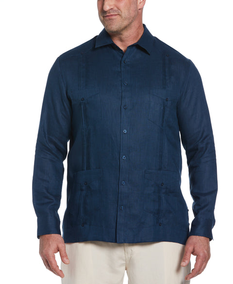 Big & Tall 100% Linen Classic Guayabera Shirt - Long Sleeve (Titan) 