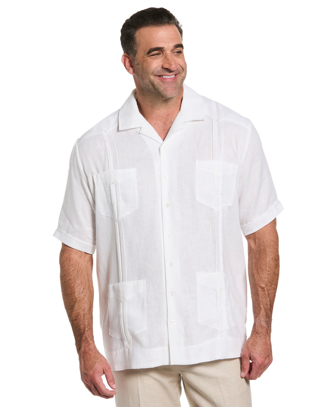 Linen Guayabera Shirt (Bright White) 