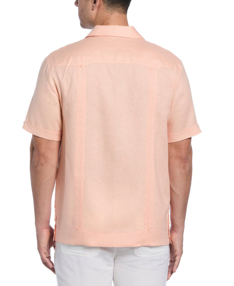 Big & Tall 100% Linen Classic Guayabera Shirt - Short Sleeve (Peach Parfait) 