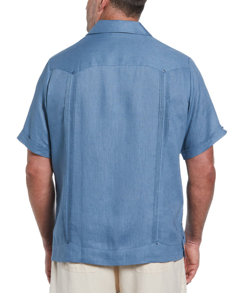 Big & Tall 100% Linen Classic Guayabera Shirt - Short Sleeve (Captains Blue) 