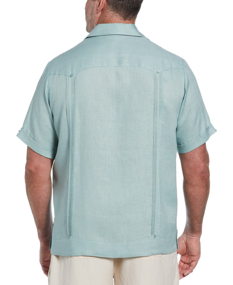 Big & Tall 100% Linen Classic Guayabera Shirt - Short Sleeve (Blue Surf) 