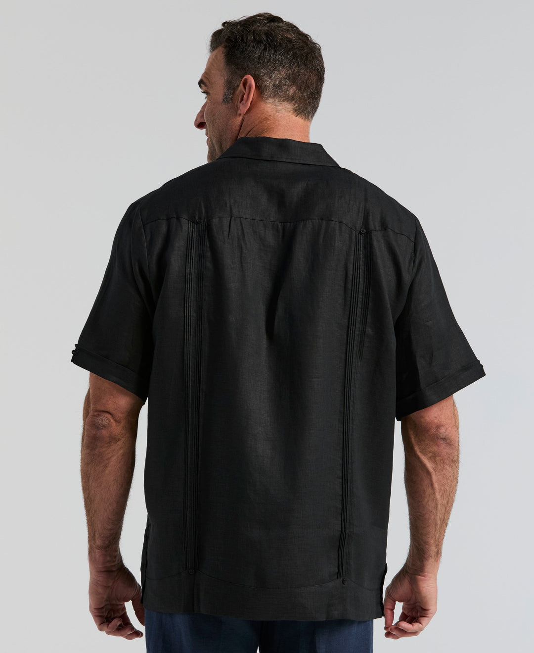 Linen Guayabera Shirt (Jet Black) 