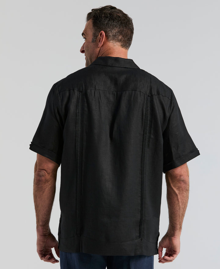 Linen Guayabera Shirt (Jet Black) 