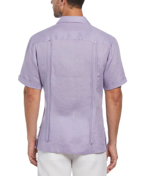 Big and Tall 100% Linen Short Sleeve 4 Pocket Guayabera (Heirloom Lilac) 