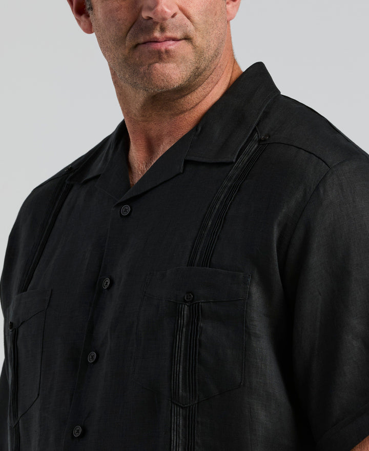 Linen Guayabera Shirt (Jet Black) 