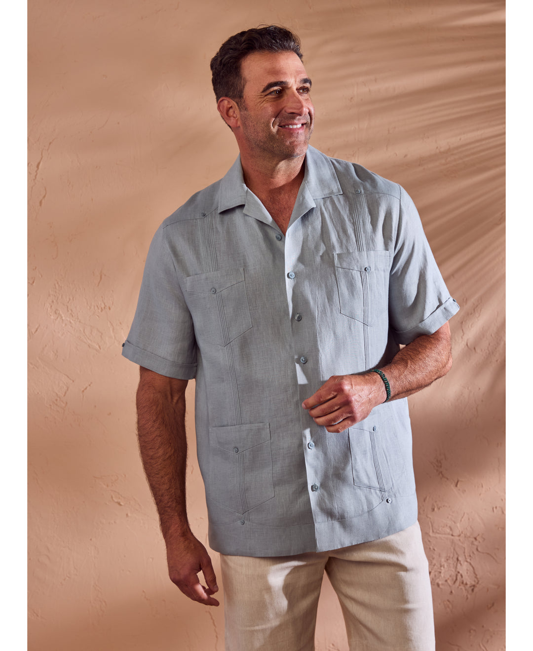 Big & Tall 100% Linen Classic Guayabera Shirt - Short Sleeve-Guayaberas-Cubavera