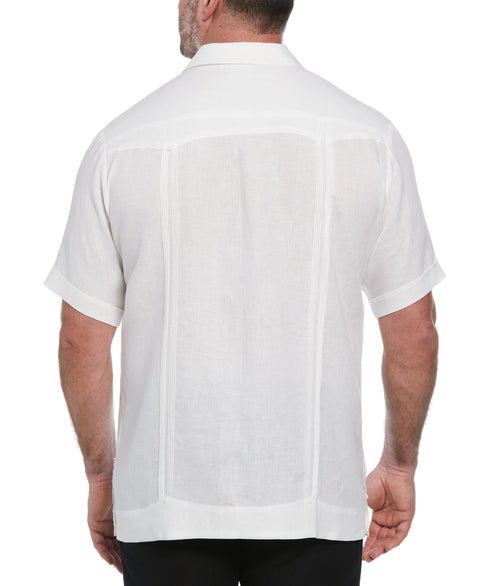Big and Tall 100% Linen Short Sleeve 4 Pocket Guayabera (Bright White) 
