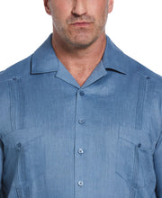 Big & Tall 100% Linen Classic Guayabera Shirt - Short Sleeve (Captains Blue) 