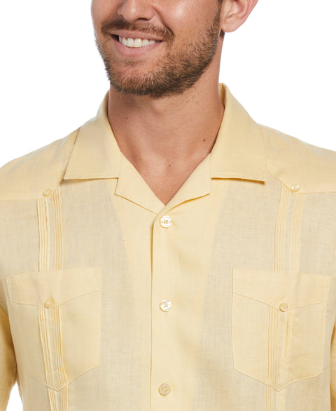 Big and Tall 100% Linen Short Sleeve 4 Pocket Guayabera (Banana Crepe) 