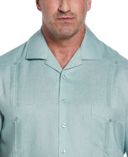 Big & Tall 100% Linen Classic Guayabera Shirt - Short Sleeve (Blue Surf) 