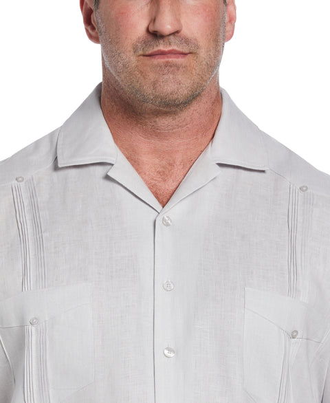 Big & Tall 100% Linen Classic Guayabera Shirt - Short Sleeve (Micro Chip) 