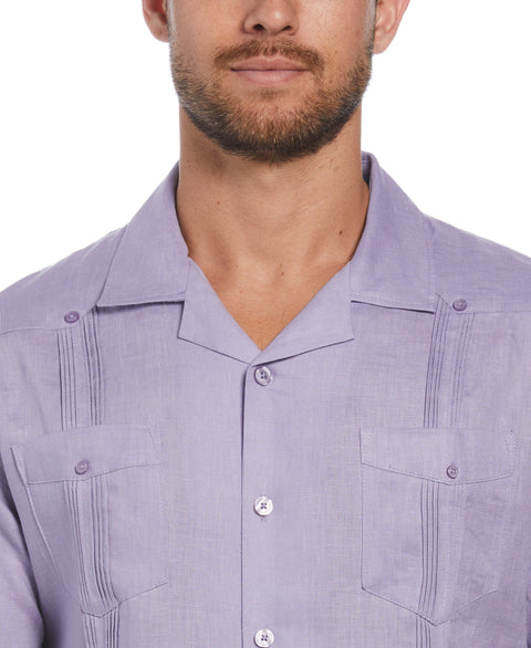 Big and Tall 100% Linen Short Sleeve 4 Pocket Guayabera (Heirloom Lilac) 