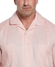 Big & Tall 100% Linen Classic Guayabera Shirt - Short Sleeve (Silver Pink) 