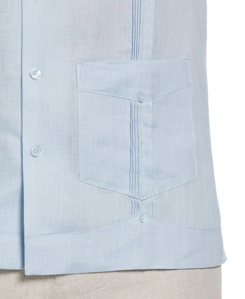 Big and Tall 100% Linen Short Sleeve 4 Pocket Guayabera (Cashmere Blue) 