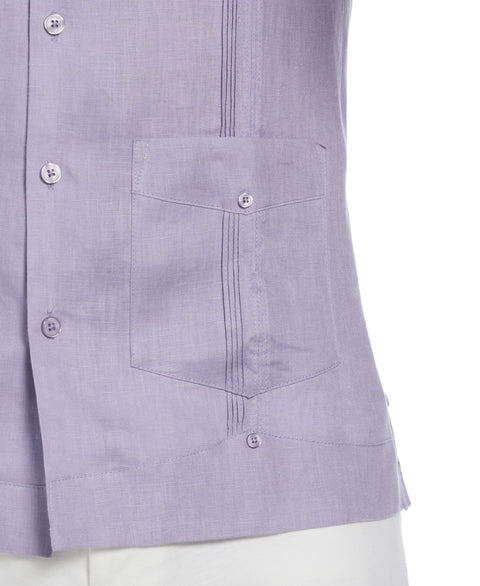 Big and Tall 100% Linen Short Sleeve 4 Pocket Guayabera (Heirloom Lilac) 
