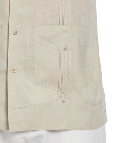 Big and Tall 100% Linen Short Sleeve 4 Pocket Guayabera (Natural Linen) 