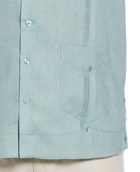 Big & Tall 100% Linen Classic Guayabera Shirt - Short Sleeve (Blue Surf) 