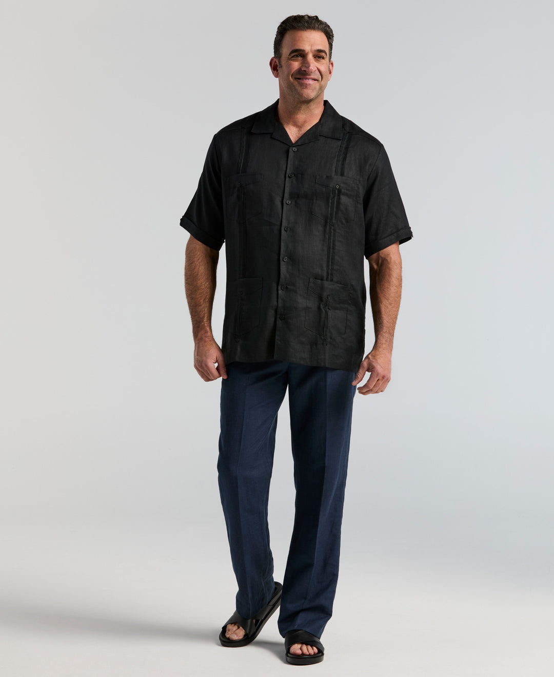 Linen Guayabera Shirt (Jet Black) 