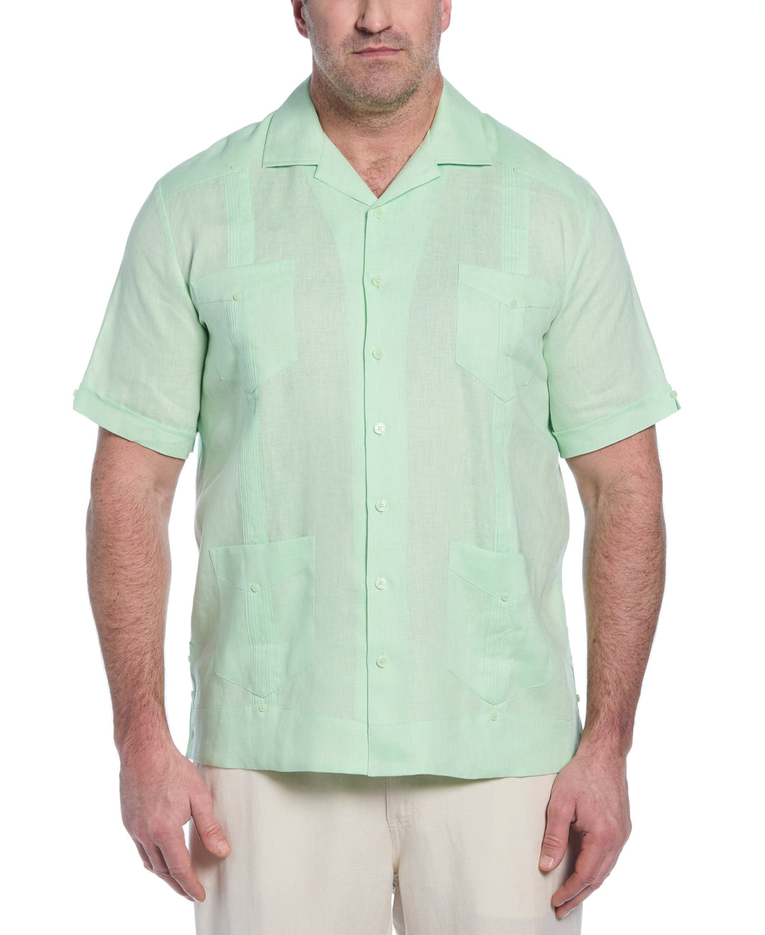 Linen Guayabera Shirt (Pastel Green) 