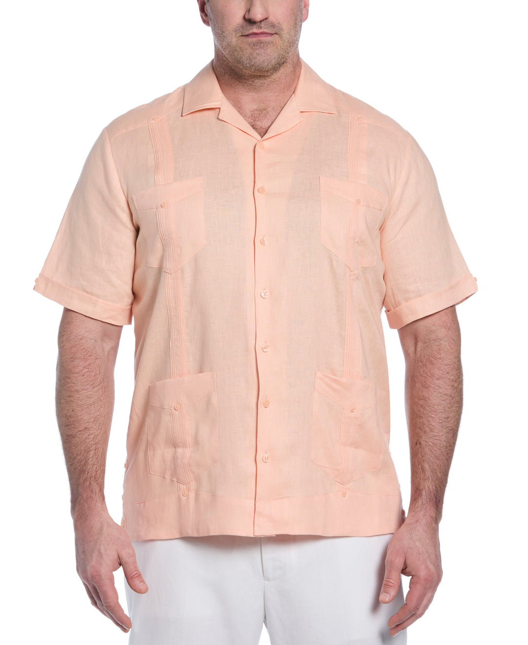 Linen Guayabera Shirt (Peach Parfait) 