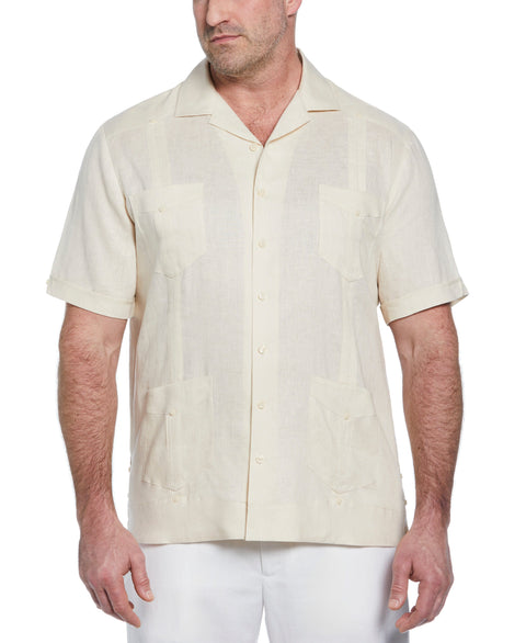 Big & Tall 100% Linen Classic Guayabera Shirt - Short Sleeve (Whitecap Gray) 