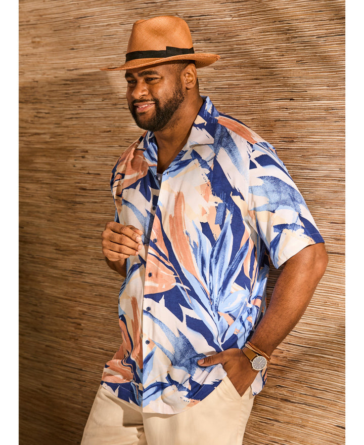 Big & Tall Abstract Print Shirt-Casual Shirts-Cubavera