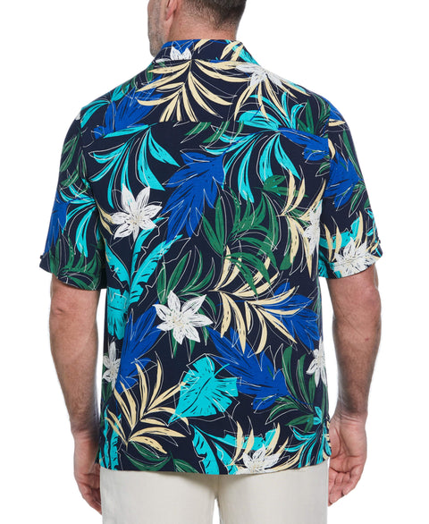 Big & Tall All-over Tropical Print Shirt (Dress Blues) 