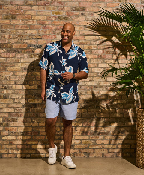 Big & Tall All-Over Tropical Print Shirt-Casual Shirts-Cubavera
