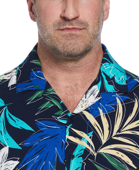 Big & Tall All-over Tropical Print Shirt (Dress Blues) 
