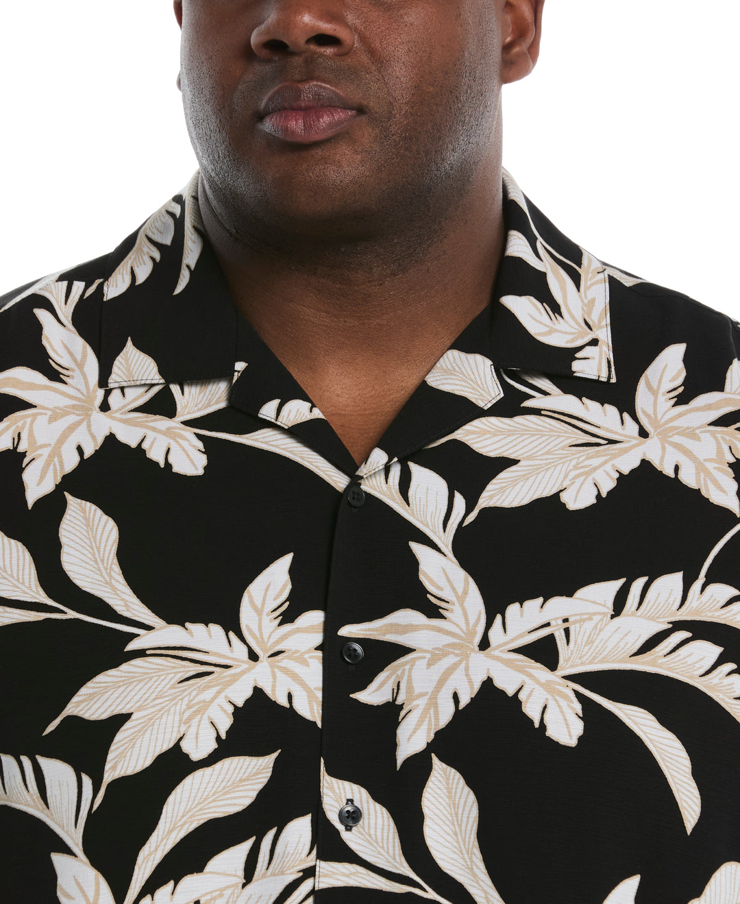 Big & Tall Tropical Print Shirt (Jet Black) 