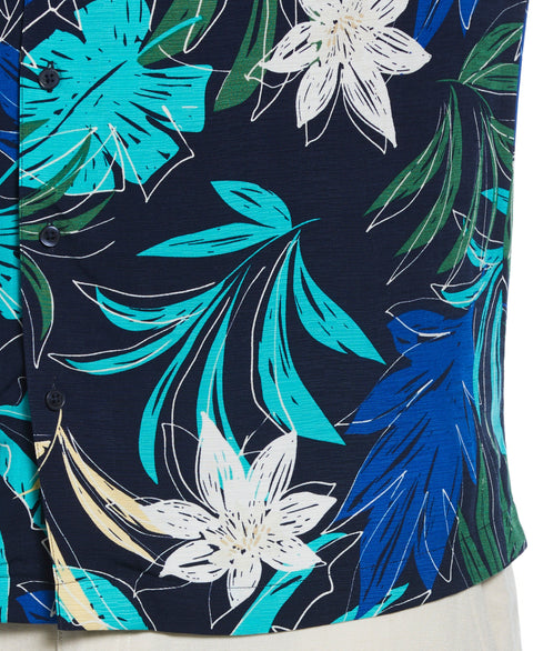 Big & Tall All-over Tropical Print Shirt (Dress Blues) 