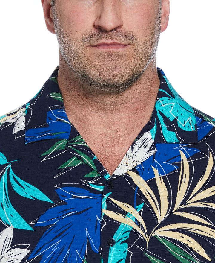 Big & Tall All-over Tropical Print Shirt (Dress Blues) 