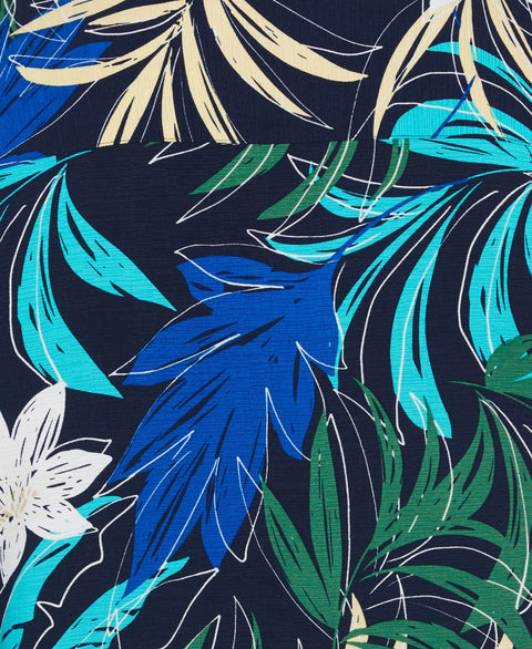Big & Tall All-over Tropical Print Shirt (Dress Blues) 