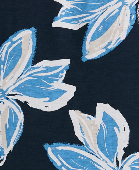 Big & Tall All-Over Tropical Print Shirt (Dress Blues) 