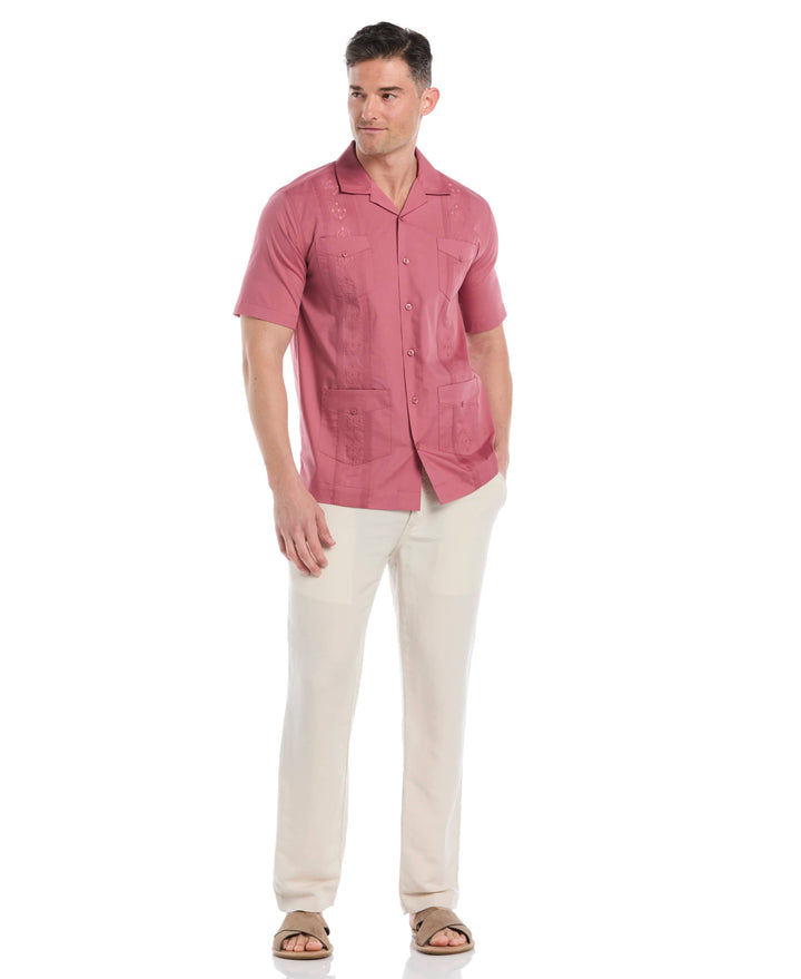 Big & Tall Poplin Guayabera Shirt (Mauvewood) 