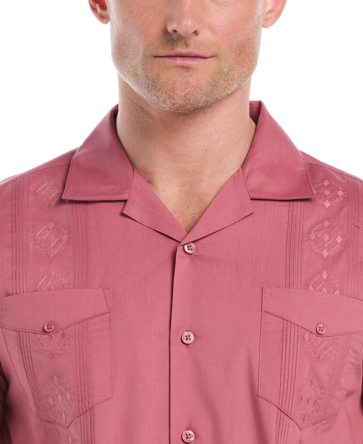 Big & Tall Poplin Guayabera Shirt (Mauvewood) 