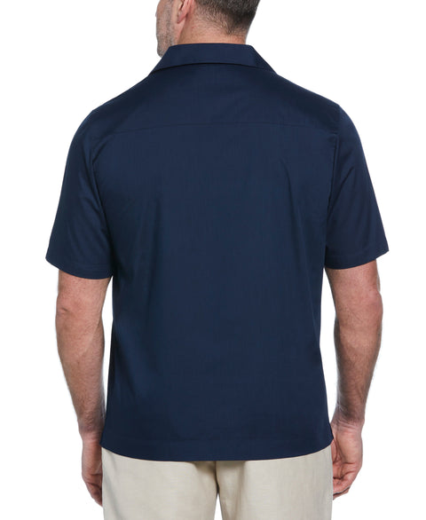 Big & Tall Authentic Embroidered Guayabera Shirt (Dress Blues) 